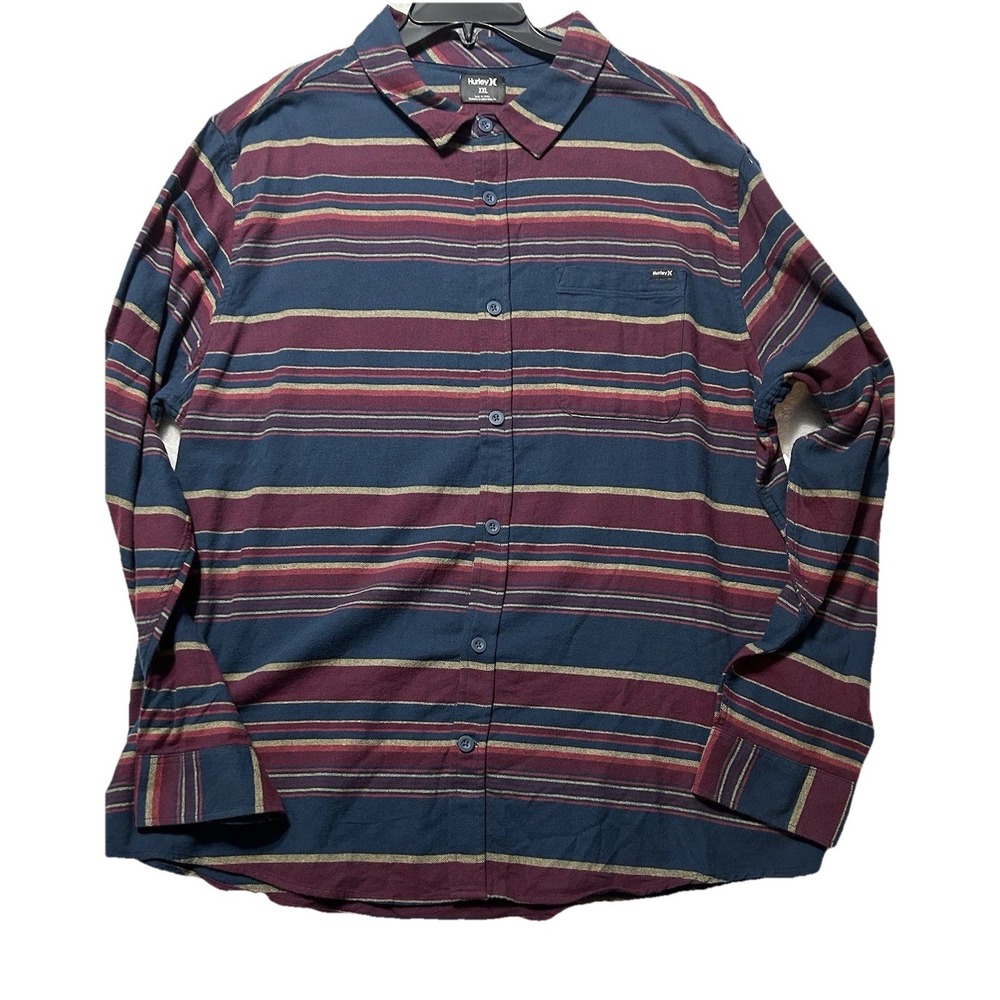 Hurley Portland Organic Flannel Men's Large Long Sleeve Cotton Shirt (B9)